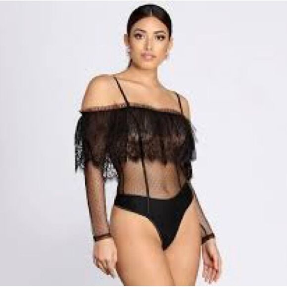 NEW Windsor Sheer Black Lace Bodysuit size Medium - Picture 15 of 16